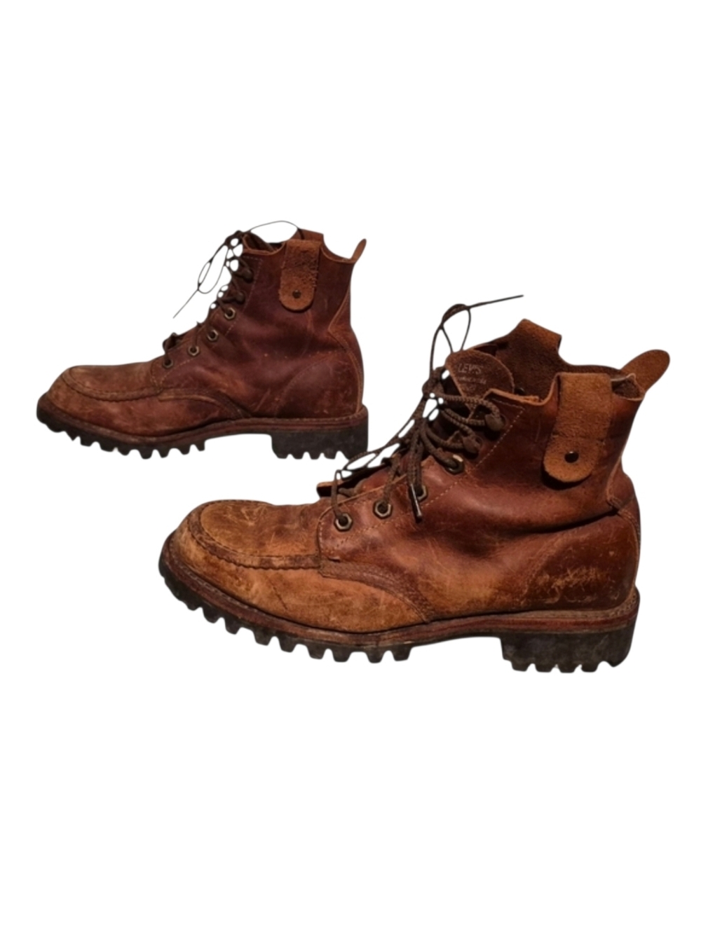 Rare Vintage Levi's Leather Moc-Toe Combat Ankle Boots Handcrafted In USA